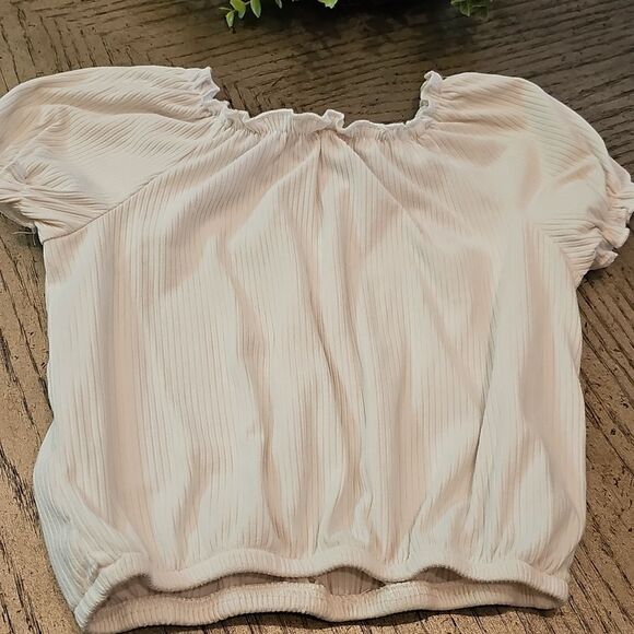 Cream Ribbed Crop Top Size 8 - Picture 7 of 8
